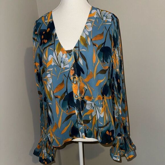MILLY Greer Watercolour Azalea blouse Size Small MSRP $287 - Picture 2 of 10
